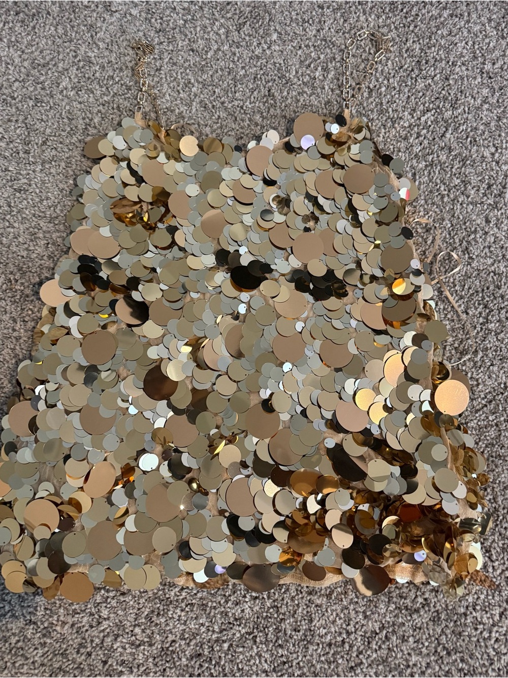 Gold Oversized Sequin Statement Mini Dress